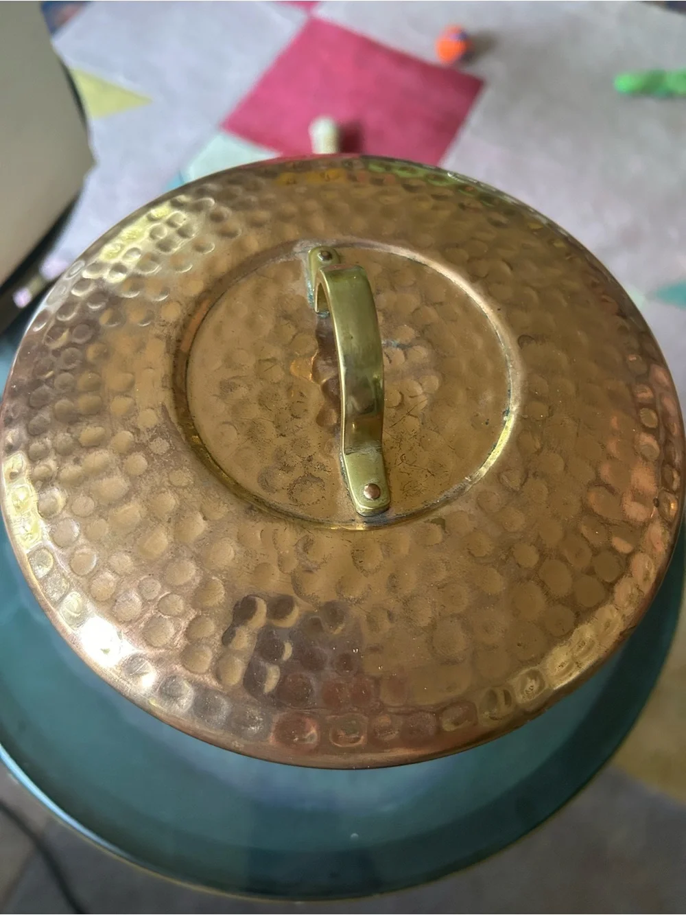 Copper Hammered Cookie Canister with Brass Label